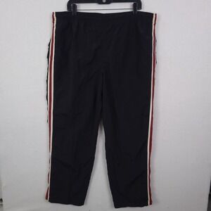 Vintage L.L. Bean Pants Men Black L Nylon Windbreaker Striped Elastic Waist